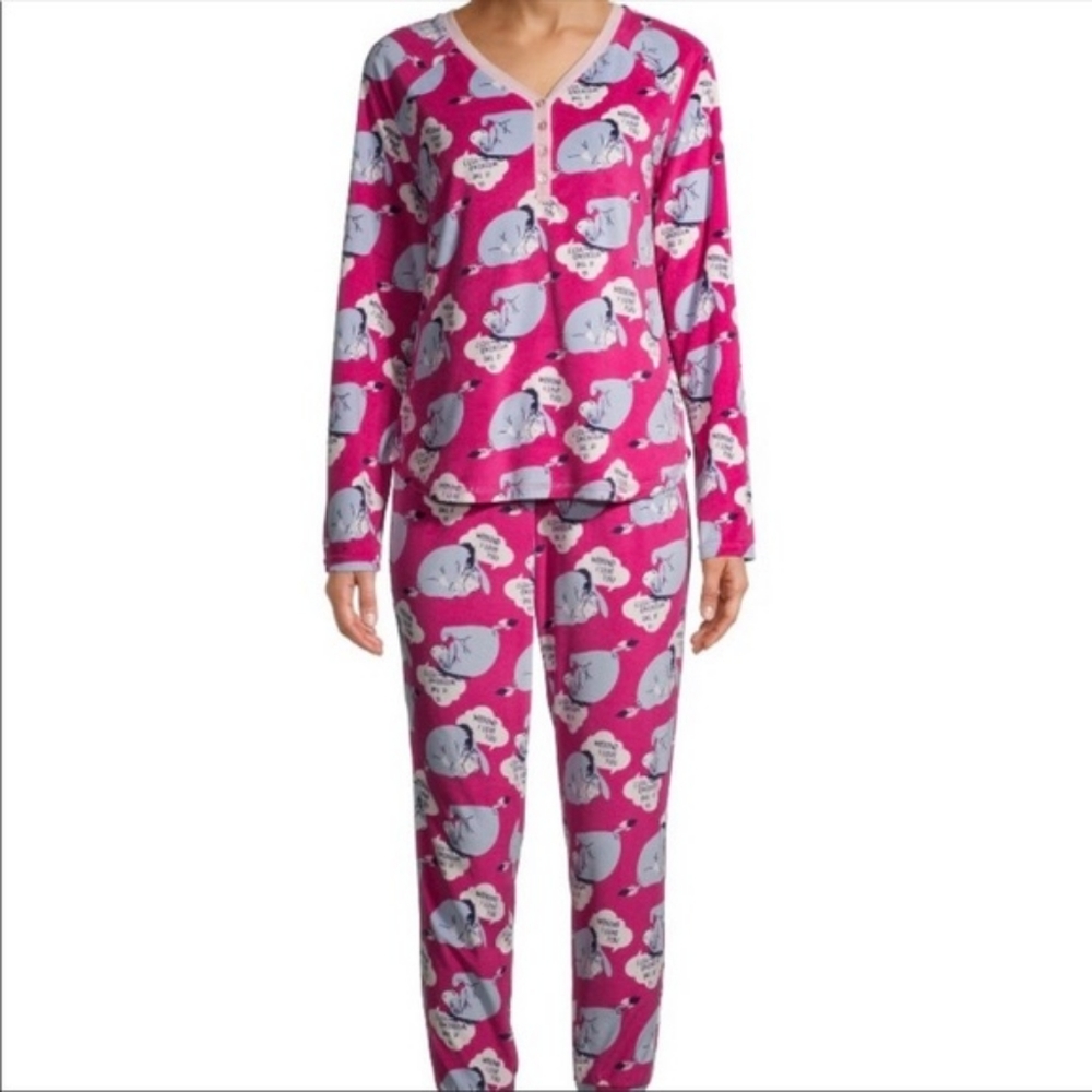 DISNEY Eeyore Weekend I Love You lounge sleepwear pajama set size L